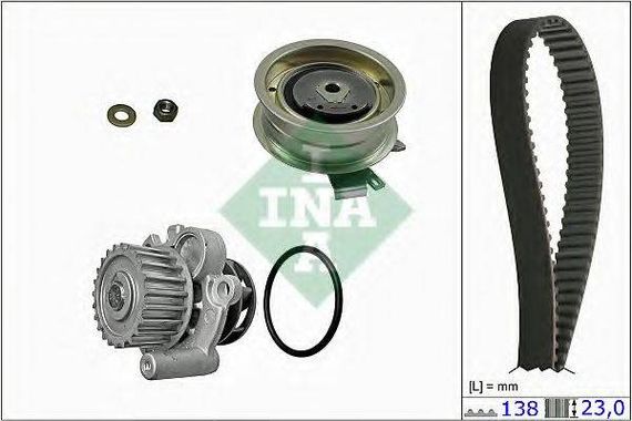 Водяной наосос + комплект ременя ГРМ (вир-во INA) INA 530017130 на VW SHARAN (7M8, 7M9, 7M6)
