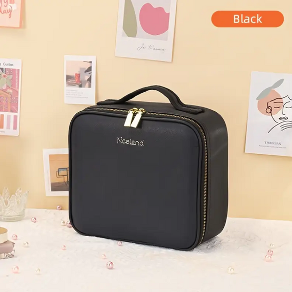 Дорожня косметичка органайзер із дзеркалом і LED-підсвіткою, б'юті-кейс з LED дзеркалом шкіряний | Зображення 3