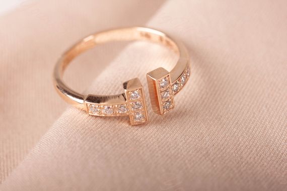 Кольцо тиффани из красного золота с фианитами 22 | Зображення 5