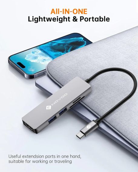 СТОК NOVOO 5 в 1 R5 USB C HUB USB-хаб nh05s-605a | Зображення 2