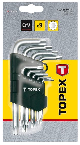 Ключи шестигранные TOPEX Torx T10-T50, набор 9 шт. (35D960) | Зображення 1