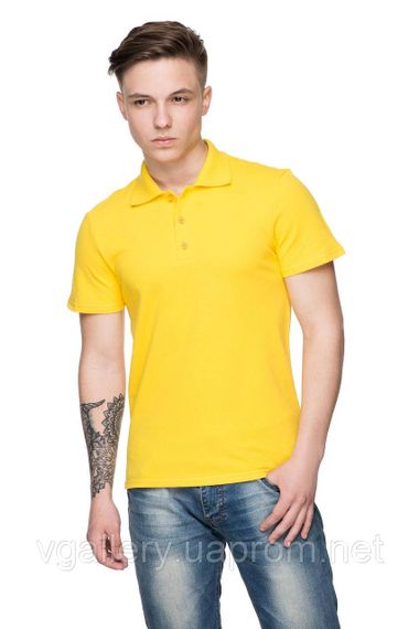 Футболка чоловіча ПОЛО - Жовто-гарячий з коротким рукавом