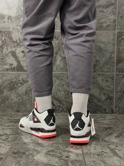 Кросівки Nike Air Jordan 4 Retro (white gray orange) | Зображення 6