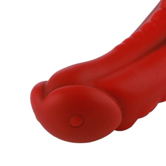 Фаллоимитатор для секс-машин Hismith 8.35″ Curved Silicone Dildo Red Monster Series, система KlicLok sexstyle | Зображення 3