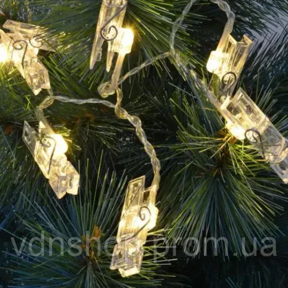 Гирлянда светодиодная с прищепками для фото 4,5м 20 Led от батареек | Зображення 1