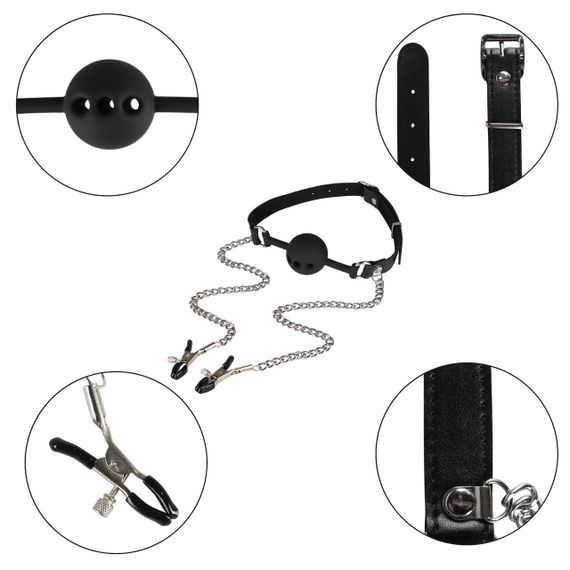 Набір БДСМ - Erospace Wild Play Mouth Gag With Nipple Clamps C15 sexstyle | Зображення 3