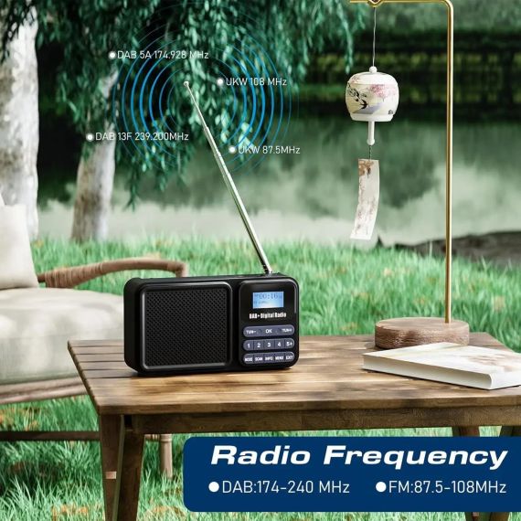 Портативное DAB-радио, FM, Bluetooth, USB, TF, AUX, с аккумулятором 2000 мАч и солнечная панель | Зображення 3