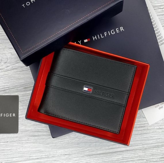 Чоловічий брендовий чорний гаманець Tommy Hilfiger LUX | Зображення 1