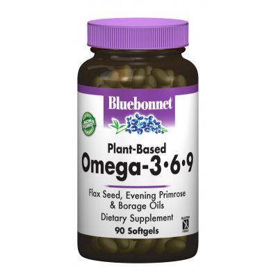 Жирные кислоты Bluebonnet Nutrition Омега 3-6-9 на Растительной Основе 1000мг, 90 желатиновых к (BLB-01012) -