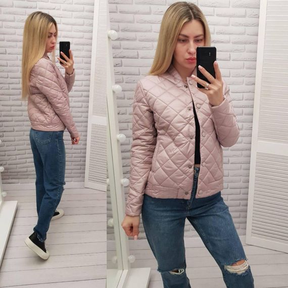 Куртка з ефектом стьобання, арт.310, пудра | Зображення 2