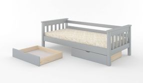 Кровать детская iSmart Скандинавия Литл Светло-серый (RAL 7040) 120х190 см с задним бортиком и ящиками (DDMBG-2640)