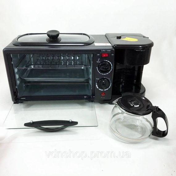 Настільні плити електронні Rainberg, Піч-духовка кавоварка сковорідка 3в1, Міні-печі електричні BH-47 | Зображення 3