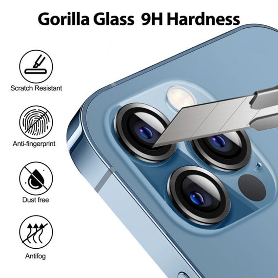 Захисне скло Metal Classic на камеру (у упак.) для Apple iPhone 16 Pro (6.3") / 16 Pro Max (6.9") Чорний / Black | Зображення 3
