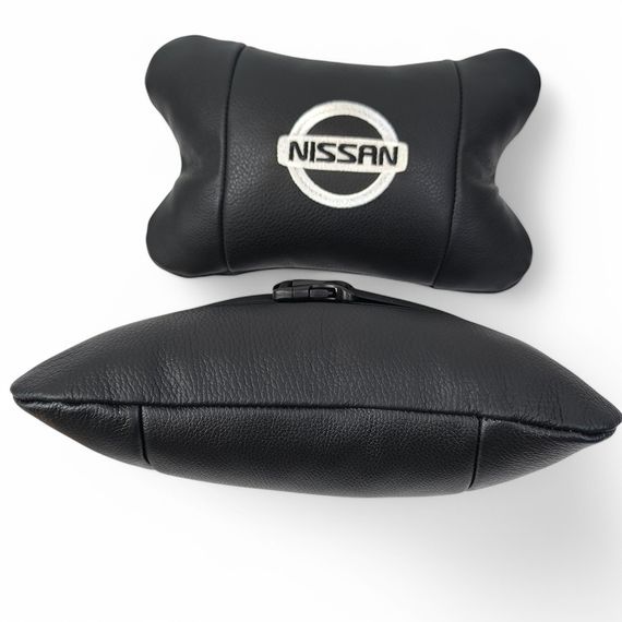 Подушки в авто 2 шт Nissan, натуральная кожа, с логотипом Ниссан, на подголовник для вашей машины | Зображення 9