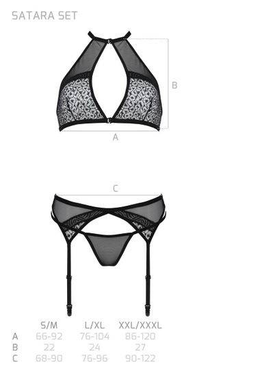 Комплект білизни Passion SATARA SET XXL/XXXL red, топ, пояс для панчіх, стрінги | Зображення 6