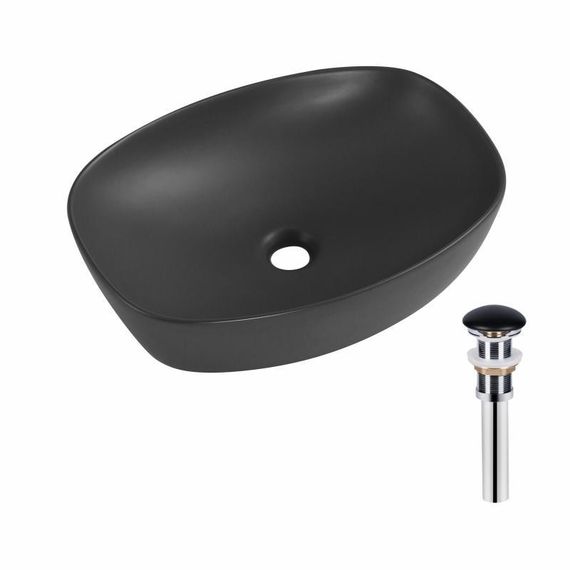 Раковина накладна Qtap Robin 500х380х140 мм, Anthracite, прямокутна, з донним клапаном QT04116302AN