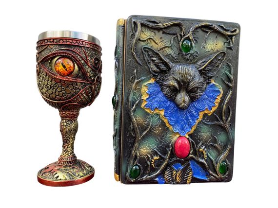 Подарунковий набір Келих 3D Око Orange і Блокнот 3D «Лісовий Гримуар Лиси»