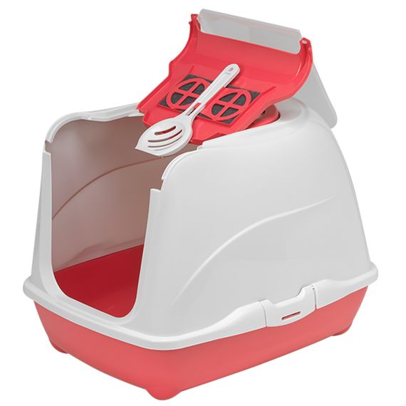 Moderna Flip Cat туалет закрытый для кошек, 50 см х 39 см х 37 см, коралловый