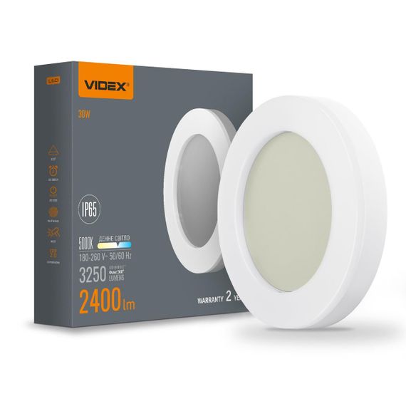 Світлодіодний світильник ART IP65 круглий VIDEX 30W 5000K