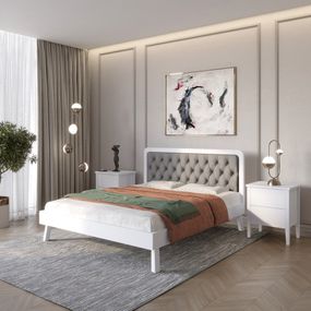 Полуторне дерев'яне ліжко Mebigrand Токіо Сіро-блакитний (S2010R80B)/Аляска 93 (Сірий) 120х190 см (MBG-4714)