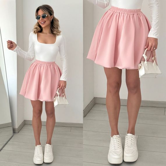 Женская летняя короткая юбка мини в складку с высокой посадкой NA1062 цвет розовый размер 46/48 | Зображення 2