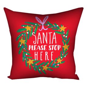 Подушка габардинова з принтом Santa please stop here 30x30 (3P_22NG055)