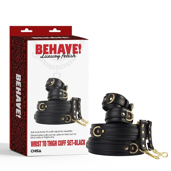 Комплект манжетов на запястья и бедра Chisa BEHAVE! Luxury Fetish черный sexstyle