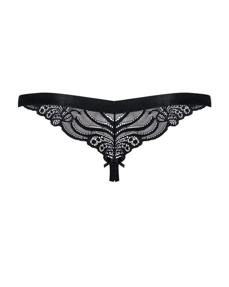 Мереживні танги з доступом Obsessive 828-THC-1 crotchless thong L/XL, чорні | Зображення 5