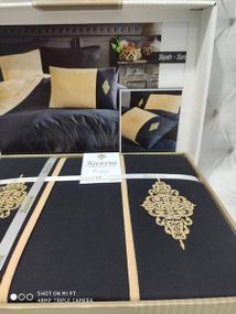Постільна білизна з вишивкою Karina Siyah sari Ранфорс Бавовна Євро розмір