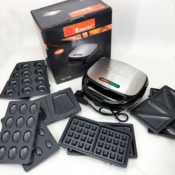 Электробутербродница Domotec MS 7706 / Электрогриль со съемными панелями / HB-287 Бутербродница мультипекарь | Зображення 6