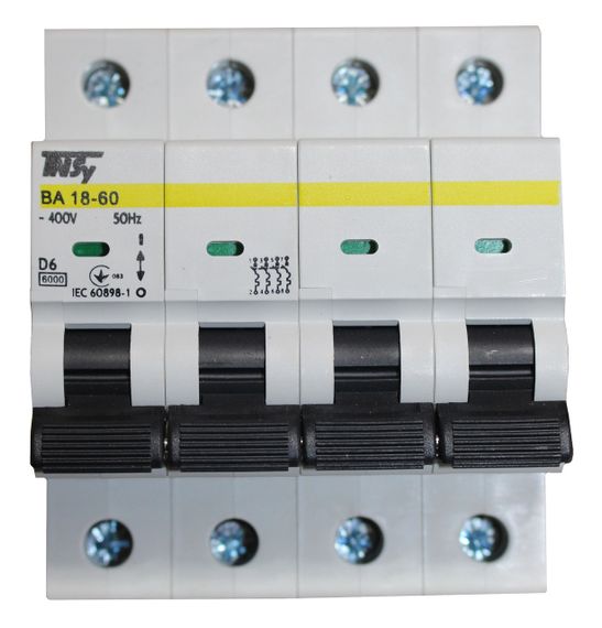 Автоматический выключатель ВА18-60 4Р 6А 6кА х-ка D Ny95504816 | Зображення 1