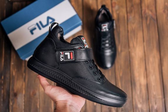 шкіряні зимові ботинки Fila Black