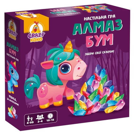 Игра настольная развлекательная "Алмаз бум" Единорожка VT8055-31, 2-4 игрока