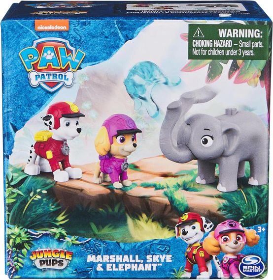 Набір із 3 фігурок Щенячий патруль Маршал, Скай, Слон Оригінал Paw Patrol Jungle Pups Marshall, Skye, Elephant | Зображення 1