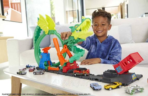 Трек Хот Вилс Сити Опасные существа Атака огненного дракона Hot Wheels City Dragon Drive Firefight | Зображення 5