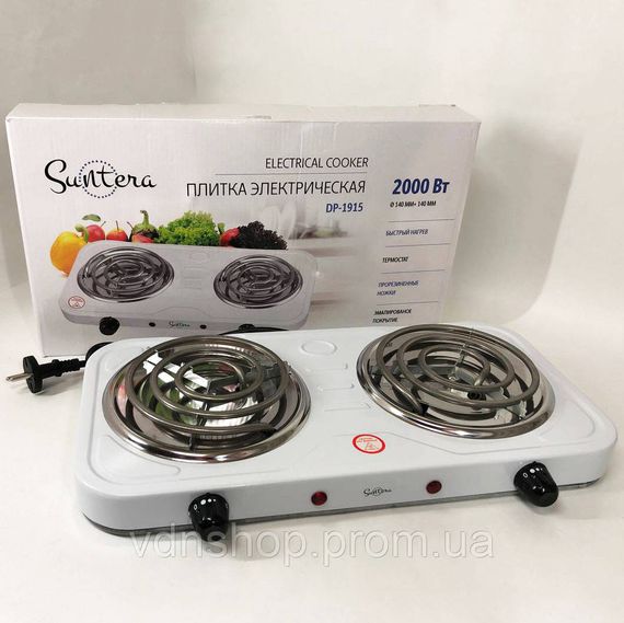 Переносна компактна електроплита, Плита електрична двоконфорочна, Плита побутова портативна DR-83 | Зображення 3