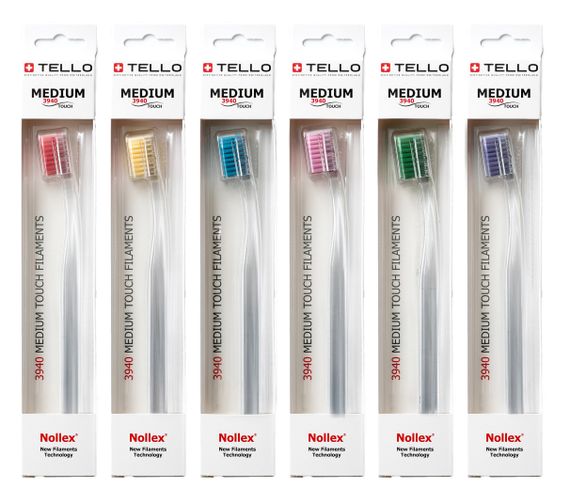 Зубна щітка Tello 3940 Medium White, d 0.15mm, червона | Зображення 3