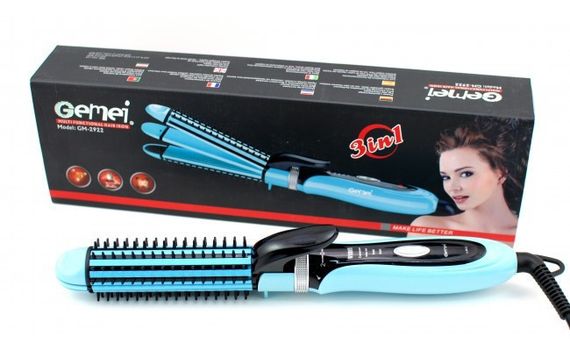Плойка-праску 3в1 Gemei GM 2922. AG-201 Колір: блакитний | Зображення 3