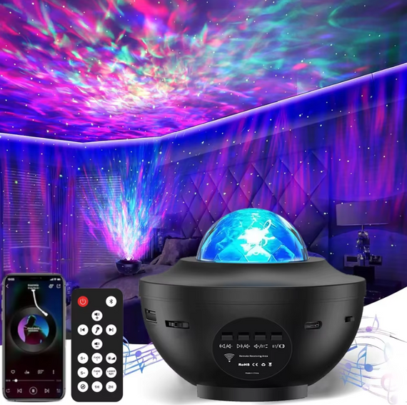 Проектор звездного неба Галактика с пультом и колонкой Bluetooth AND 991 Звездный проектор-ночник