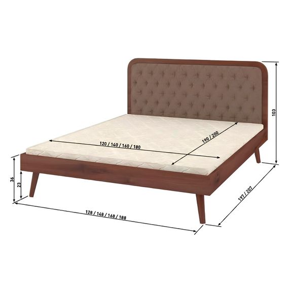 Двоспальне дерев&#039;яне ліжко Mebigrand Токіо Горіх світлий/Аляска 23 (Бежевий) 140х200 см (MBG-4829) | Зображення 2