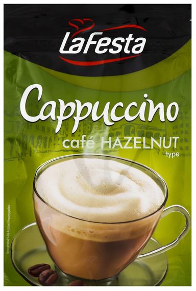 Капучино растворимый  со вкусом ореха в стиках La Festa Cafe Haselnut, 125г (10шт х12,5г), напиток кофейный