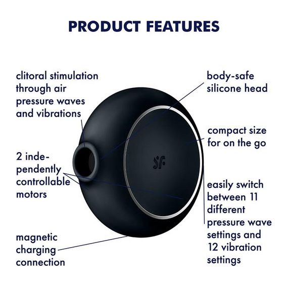 Вакуумный стимулятор Satisfyer Pro To Go 3 для клитора, с вибрацией, черный, 8.7 х 8.6 см Sex Aura | Зображення 4