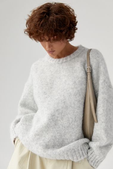 Вільна мохерова кофта - світло-сірий цвет, ONE SIZE (є розміри)