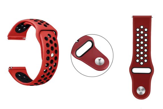 Спортивный ремешок Primolux Perfor Sport с перфорацией для часов Samsung Galaxy Watch 46mm - Red&Black | Зображення 1