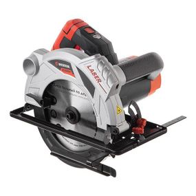 Пила дискова 1500 Вт, 5800об/хв, кут 90-45, глибина розпилювання 65-43 мм, диск 190 мм*20 мм, 24 зуби, лазер1