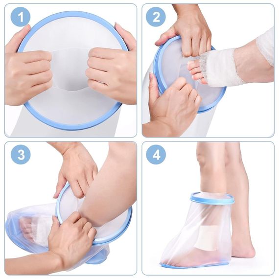 Защитный чехол для ноги при травмах, гипсе, ожогах, для взрослых, водонепроницаемый многоразовый от воды, S | Зображення 4