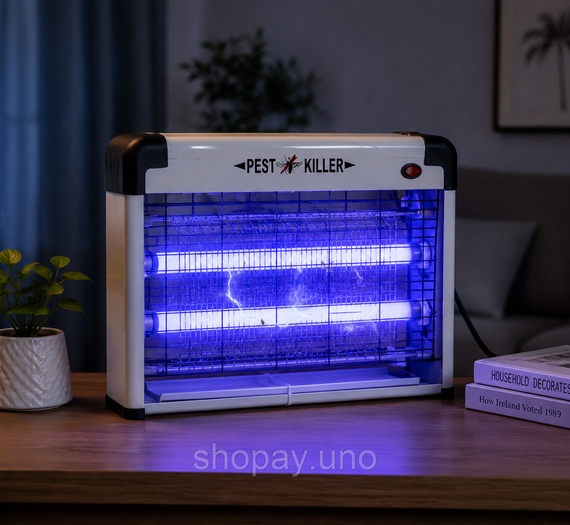 Лампа для комаров 16 Вт / Уничтожитель насекомых 38×26×9 см / UV лампа-ловушка от комаров и мух | Зображення 4