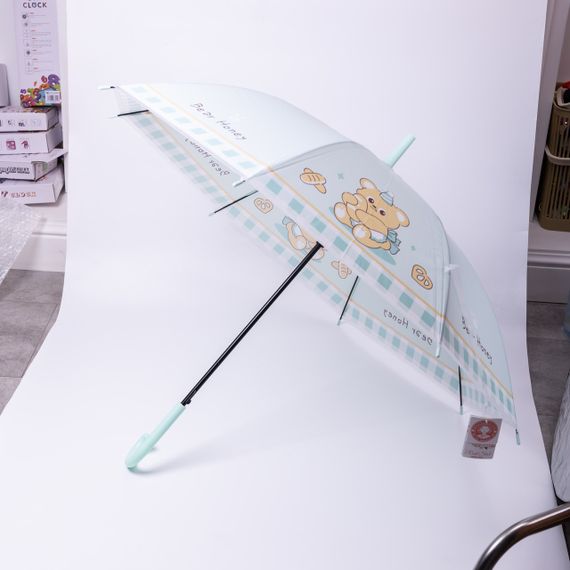 Класична дитяча парасолька-тростина напівавтомат з поліестеру міцна надійна 8 спиць діаметр 94 см М'ятний HP-23-11M | Зображення 9