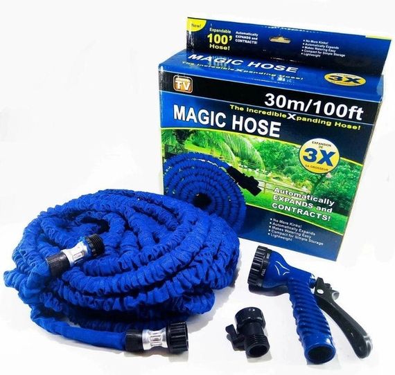 Садовий шланг X-Hose 30 метрів для поливання саду з розпилювачем Синій