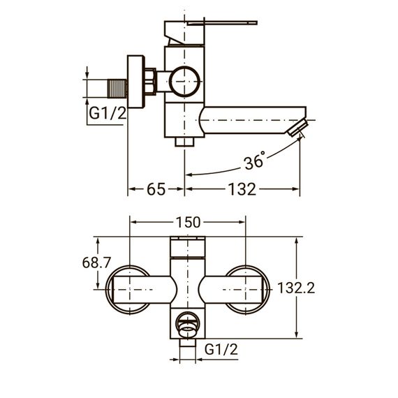 Смеситель для ванны AQUATICA HT-2C171P 9719211 | Зображення 1